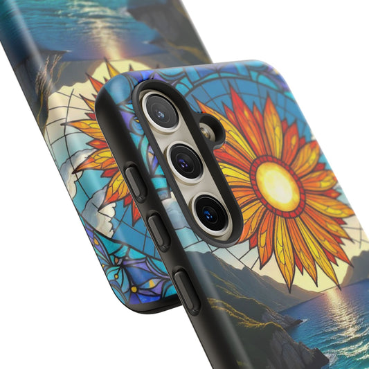 Colorful Floral Phone Case with Stained Glass Design, Nature Lover Gift, Sturdy Phone Cover, Unique Tech Accessory, Bright Spring Vibe