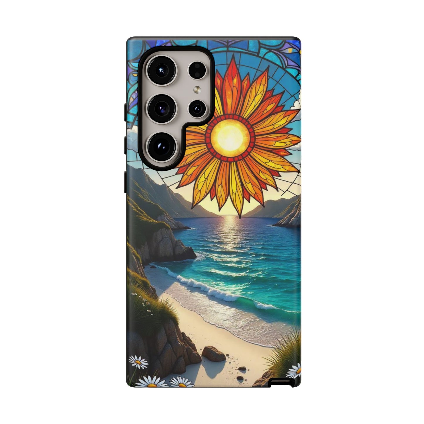 Colorful Floral Phone Case with Stained Glass Design, Nature Lover Gift, Sturdy Phone Cover, Unique Tech Accessory, Bright Spring Vibe