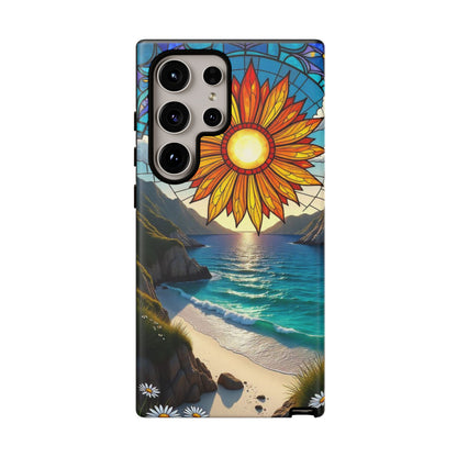 Colorful Floral Phone Case with Stained Glass Design, Nature Lover Gift, Sturdy Phone Cover, Unique Tech Accessory, Bright Spring Vibe