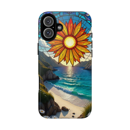 Colorful Floral Phone Case with Stained Glass Design, Nature Lover Gift, Sturdy Phone Cover, Unique Tech Accessory, Bright Spring Vibe