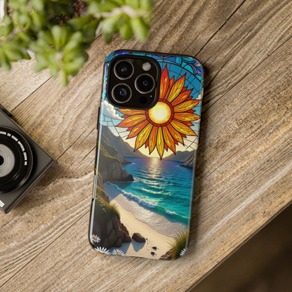 Colorful Floral Phone Case with Stained Glass Design, Nature Lover Gift, Sturdy Phone Cover, Unique Tech Accessory, Bright Spring Vibe