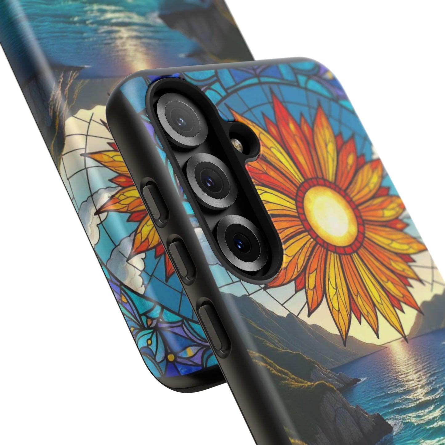 Colorful Floral Phone Case with Stained Glass Design, Nature Lover Gift, Sturdy Phone Cover, Unique Tech Accessory, Bright Spring Vibe