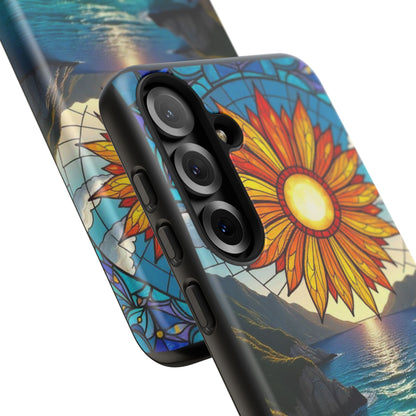 Colorful Floral Phone Case with Stained Glass Design, Nature Lover Gift, Sturdy Phone Cover, Unique Tech Accessory, Bright Spring Vibe