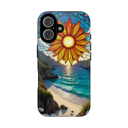 Colorful Floral Phone Case with Stained Glass Design, Nature Lover Gift, Sturdy Phone Cover, Unique Tech Accessory, Bright Spring Vibe