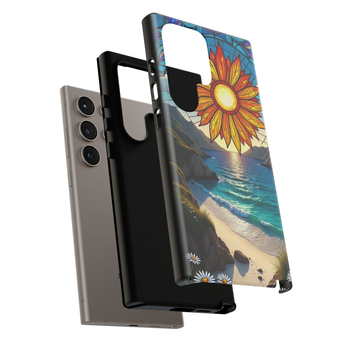 Colorful Floral Phone Case with Stained Glass Design, Nature Lover Gift, Sturdy Phone Cover, Unique Tech Accessory, Bright Spring Vibe