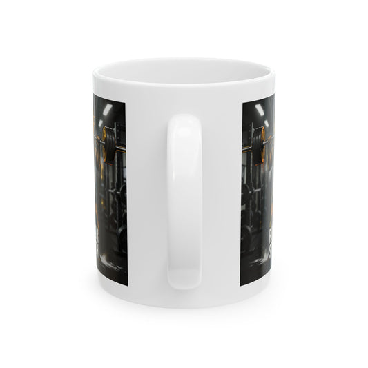 Weightlifting Gym Ceramic Mug — Motivational Barbell Coffee Cup (11oz, 15oz)