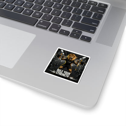 Rule Your Strength Lion Weightlifting Sticker — Gym Motivational Kiss-Cut Sticker