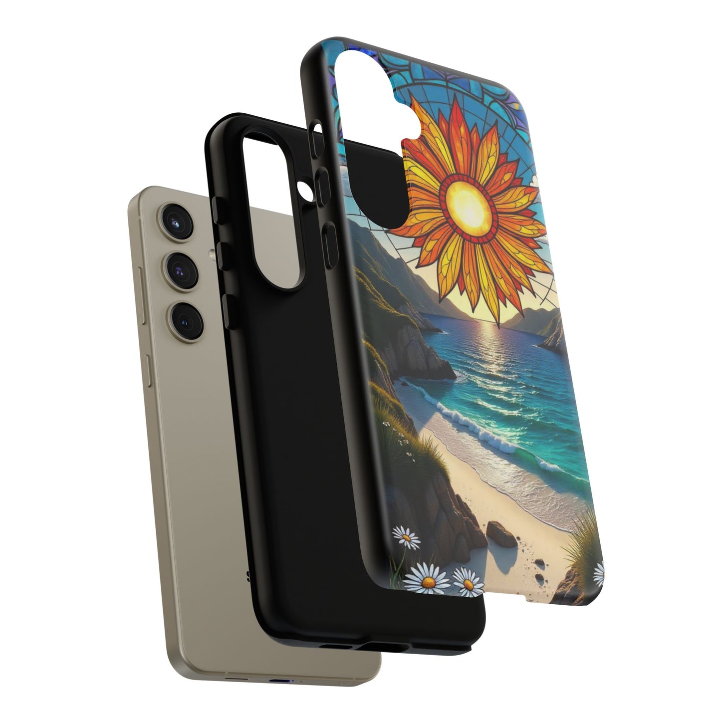 Colorful Floral Phone Case with Stained Glass Design, Nature Lover Gift, Sturdy Phone Cover, Unique Tech Accessory, Bright Spring Vibe