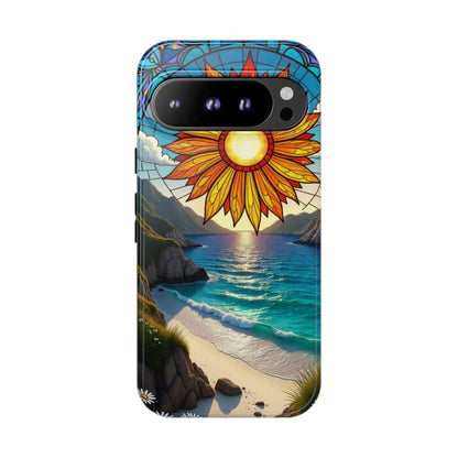 Colorful Floral Phone Case with Stained Glass Design, Nature Lover Gift, Sturdy Phone Cover, Unique Tech Accessory, Bright Spring Vibe