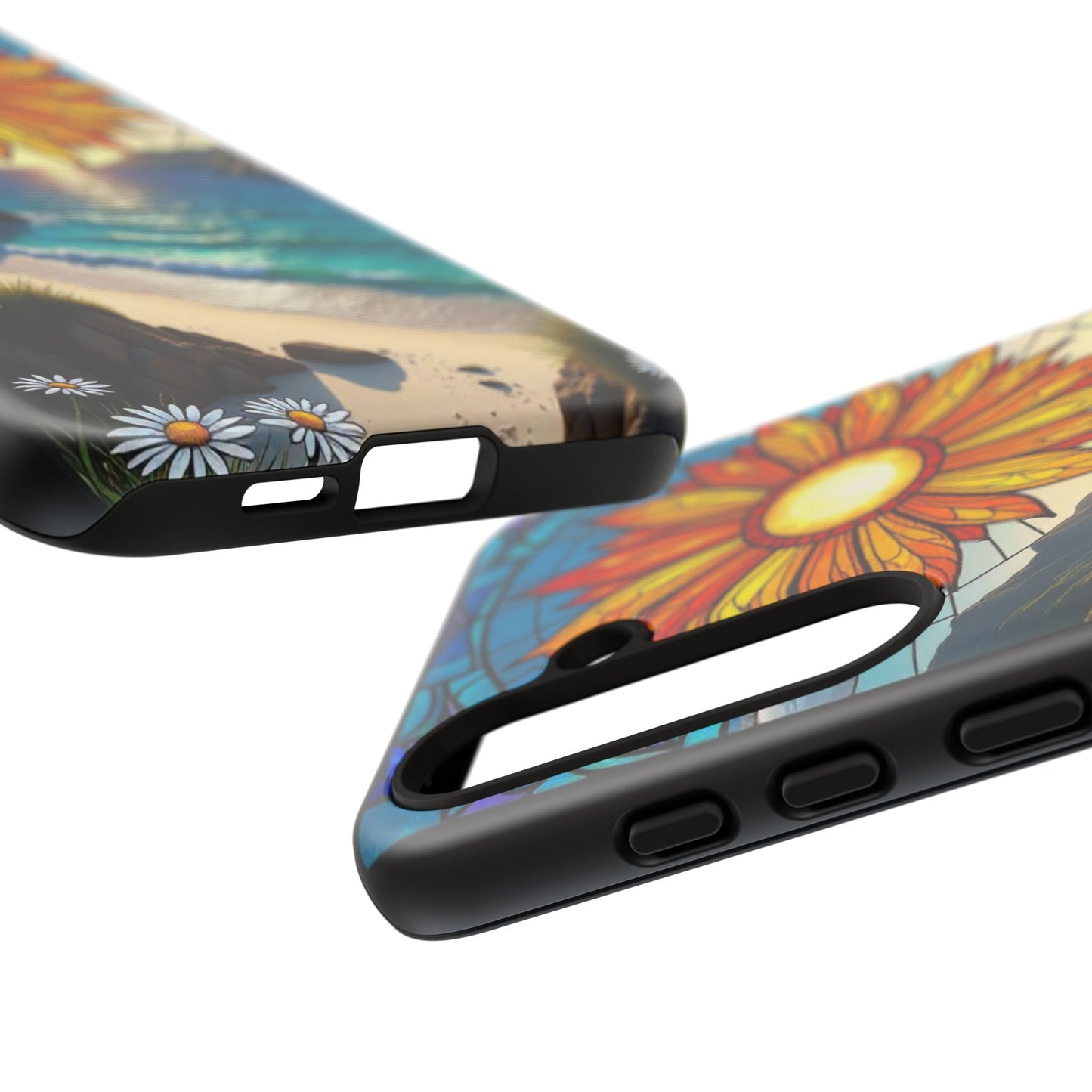 Colorful Floral Phone Case with Stained Glass Design, Nature Lover Gift, Sturdy Phone Cover, Unique Tech Accessory, Bright Spring Vibe