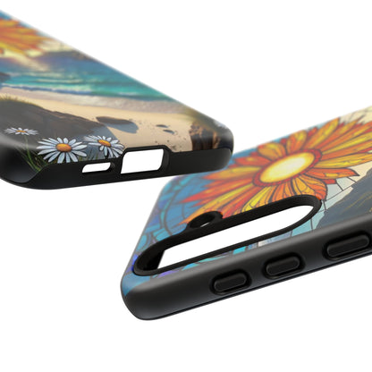 Colorful Floral Phone Case with Stained Glass Design, Nature Lover Gift, Sturdy Phone Cover, Unique Tech Accessory, Bright Spring Vibe