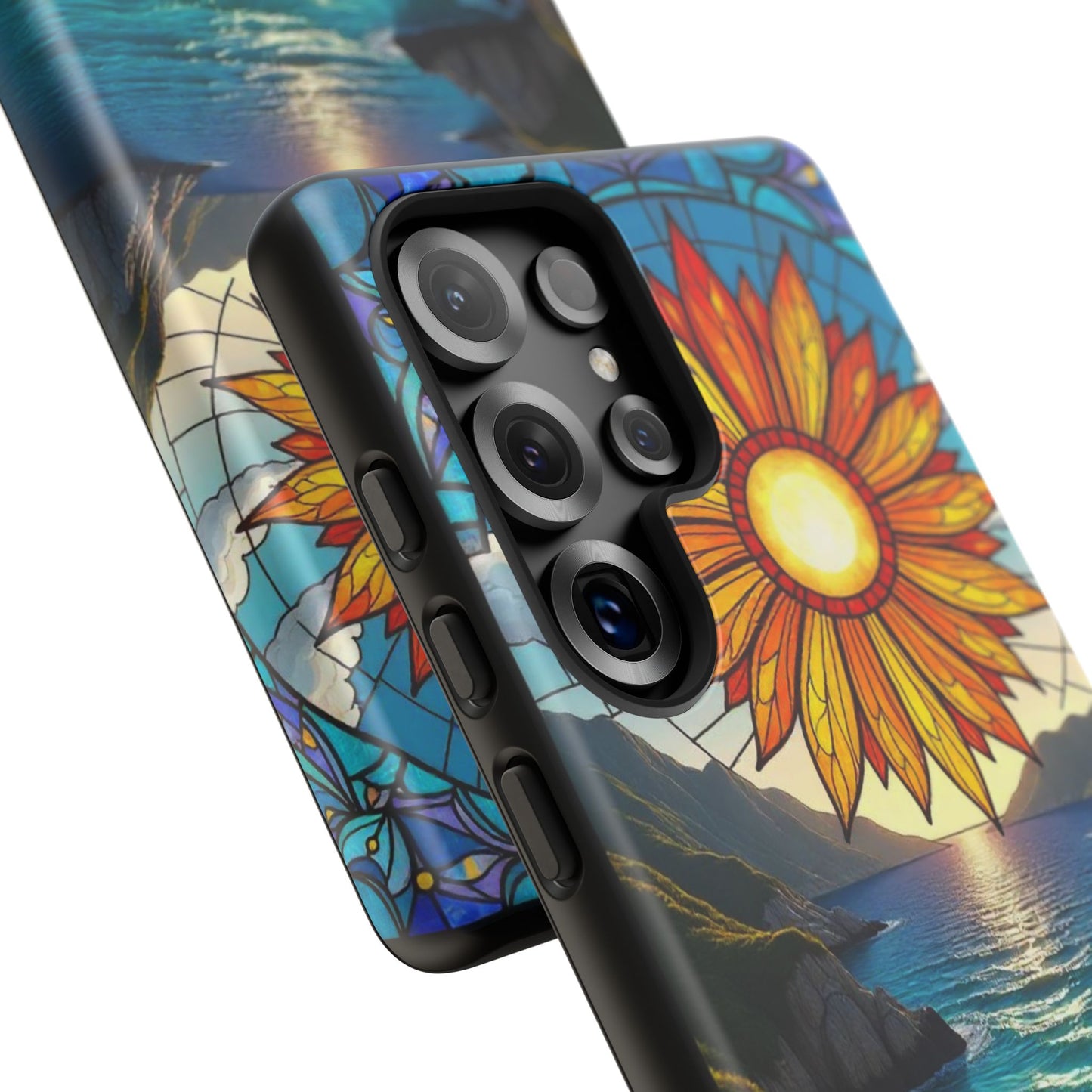 Colorful Floral Phone Case with Stained Glass Design, Nature Lover Gift, Sturdy Phone Cover, Unique Tech Accessory, Bright Spring Vibe