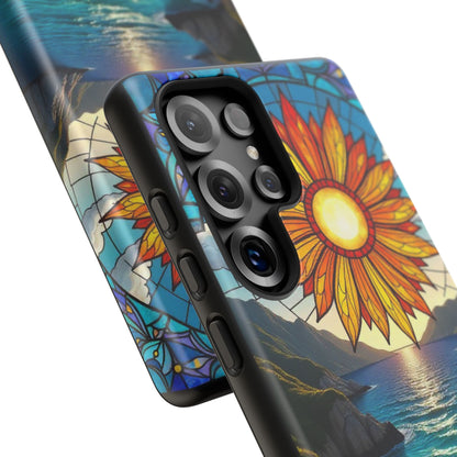 Colorful Floral Phone Case with Stained Glass Design, Nature Lover Gift, Sturdy Phone Cover, Unique Tech Accessory, Bright Spring Vibe