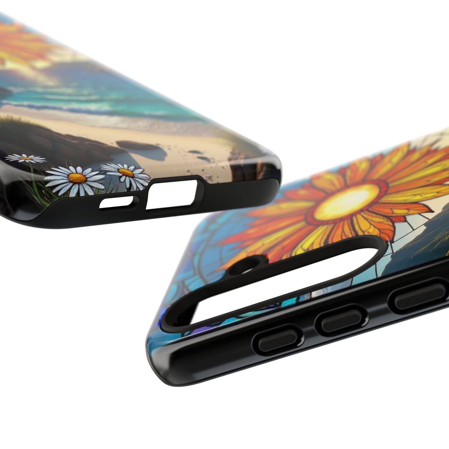 Colorful Floral Phone Case with Stained Glass Design, Nature Lover Gift, Sturdy Phone Cover, Unique Tech Accessory, Bright Spring Vibe