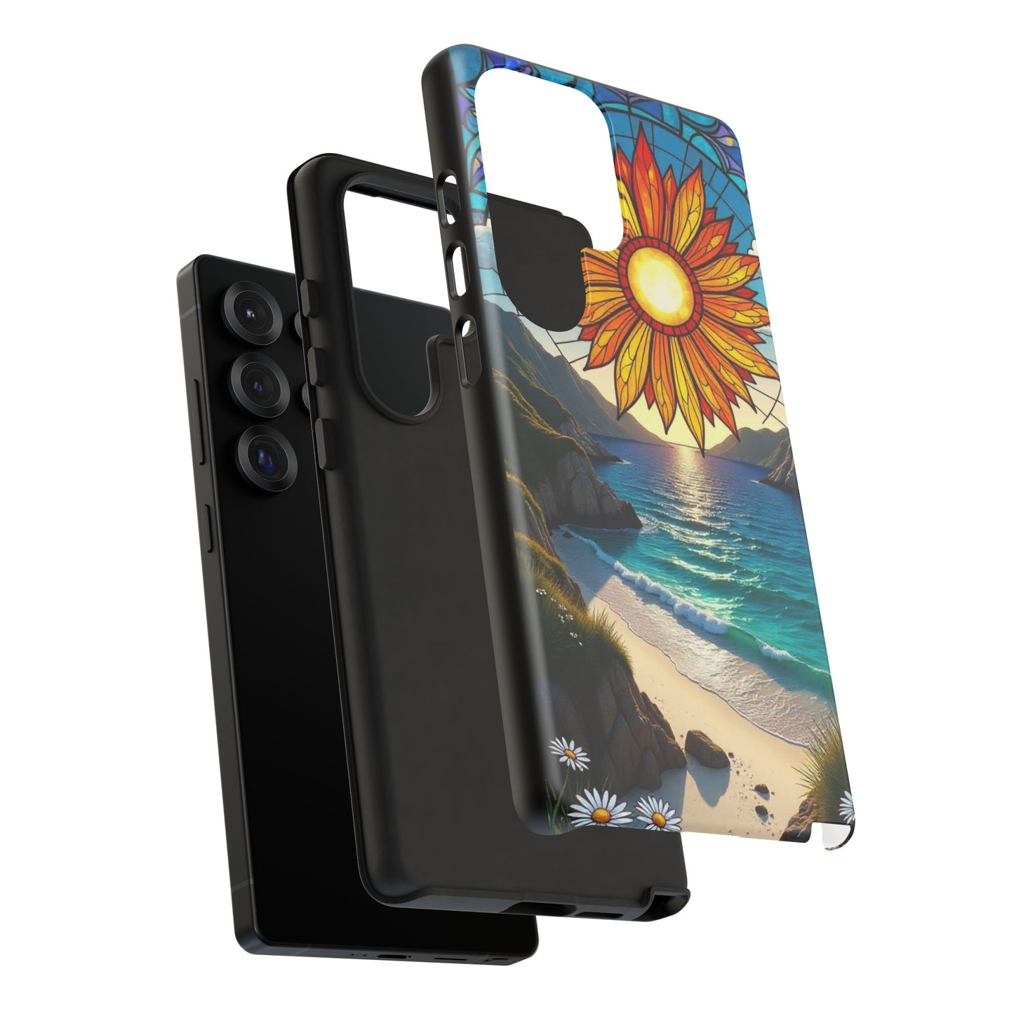 Colorful Floral Phone Case with Stained Glass Design, Nature Lover Gift, Sturdy Phone Cover, Unique Tech Accessory, Bright Spring Vibe