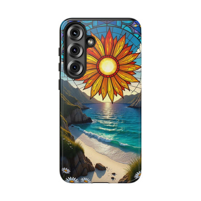 Colorful Floral Phone Case with Stained Glass Design, Nature Lover Gift, Sturdy Phone Cover, Unique Tech Accessory, Bright Spring Vibe
