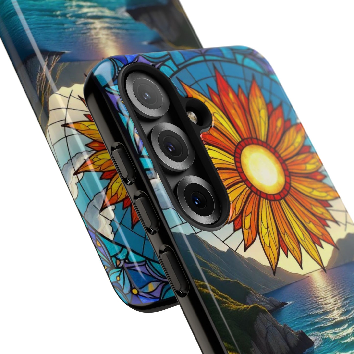 Colorful Floral Phone Case with Stained Glass Design, Nature Lover Gift, Sturdy Phone Cover, Unique Tech Accessory, Bright Spring Vibe