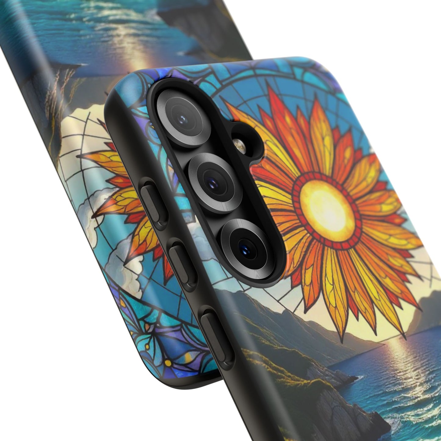 Colorful Floral Phone Case with Stained Glass Design, Nature Lover Gift, Sturdy Phone Cover, Unique Tech Accessory, Bright Spring Vibe