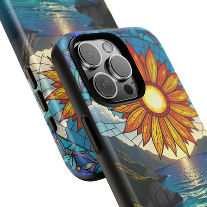 Colorful Floral Phone Case with Stained Glass Design, Nature Lover Gift, Sturdy Phone Cover, Unique Tech Accessory, Bright Spring Vibe