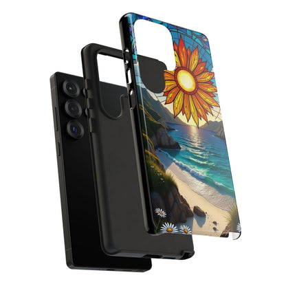 Colorful Floral Phone Case with Stained Glass Design, Nature Lover Gift, Sturdy Phone Cover, Unique Tech Accessory, Bright Spring Vibe