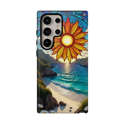Colorful Floral Phone Case with Stained Glass Design, Nature Lover Gift, Sturdy Phone Cover, Unique Tech Accessory, Bright Spring Vibe