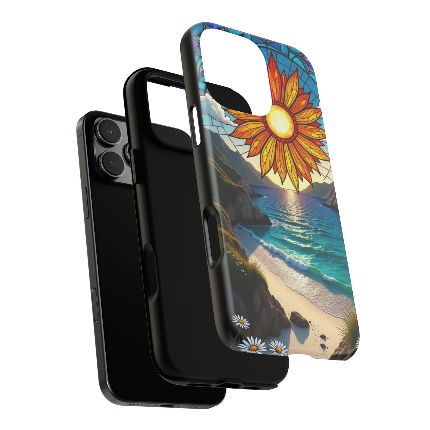 Colorful Floral Phone Case with Stained Glass Design, Nature Lover Gift, Sturdy Phone Cover, Unique Tech Accessory, Bright Spring Vibe