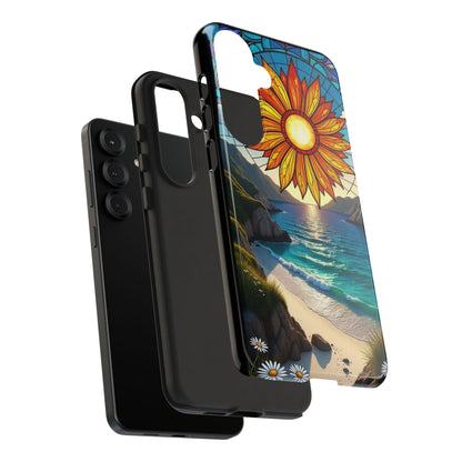 Colorful Floral Phone Case with Stained Glass Design, Nature Lover Gift, Sturdy Phone Cover, Unique Tech Accessory, Bright Spring Vibe
