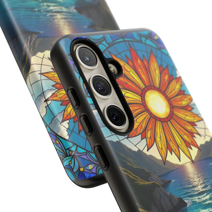Colorful Floral Phone Case with Stained Glass Design, Nature Lover Gift, Sturdy Phone Cover, Unique Tech Accessory, Bright Spring Vibe