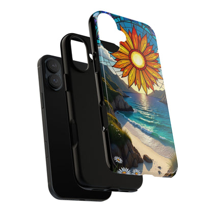 Colorful Floral Phone Case with Stained Glass Design, Nature Lover Gift, Sturdy Phone Cover, Unique Tech Accessory, Bright Spring Vibe