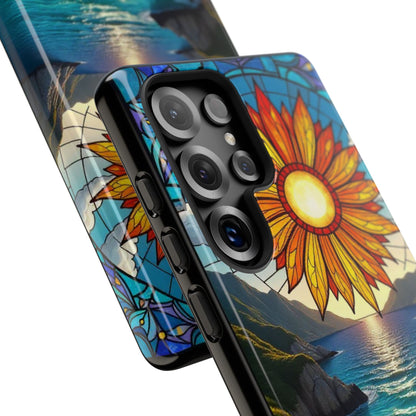 Colorful Floral Phone Case with Stained Glass Design, Nature Lover Gift, Sturdy Phone Cover, Unique Tech Accessory, Bright Spring Vibe