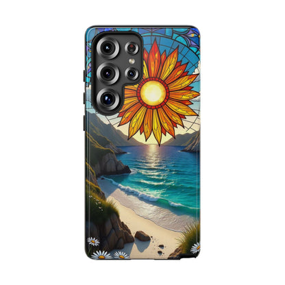 Colorful Floral Phone Case with Stained Glass Design, Nature Lover Gift, Sturdy Phone Cover, Unique Tech Accessory, Bright Spring Vibe