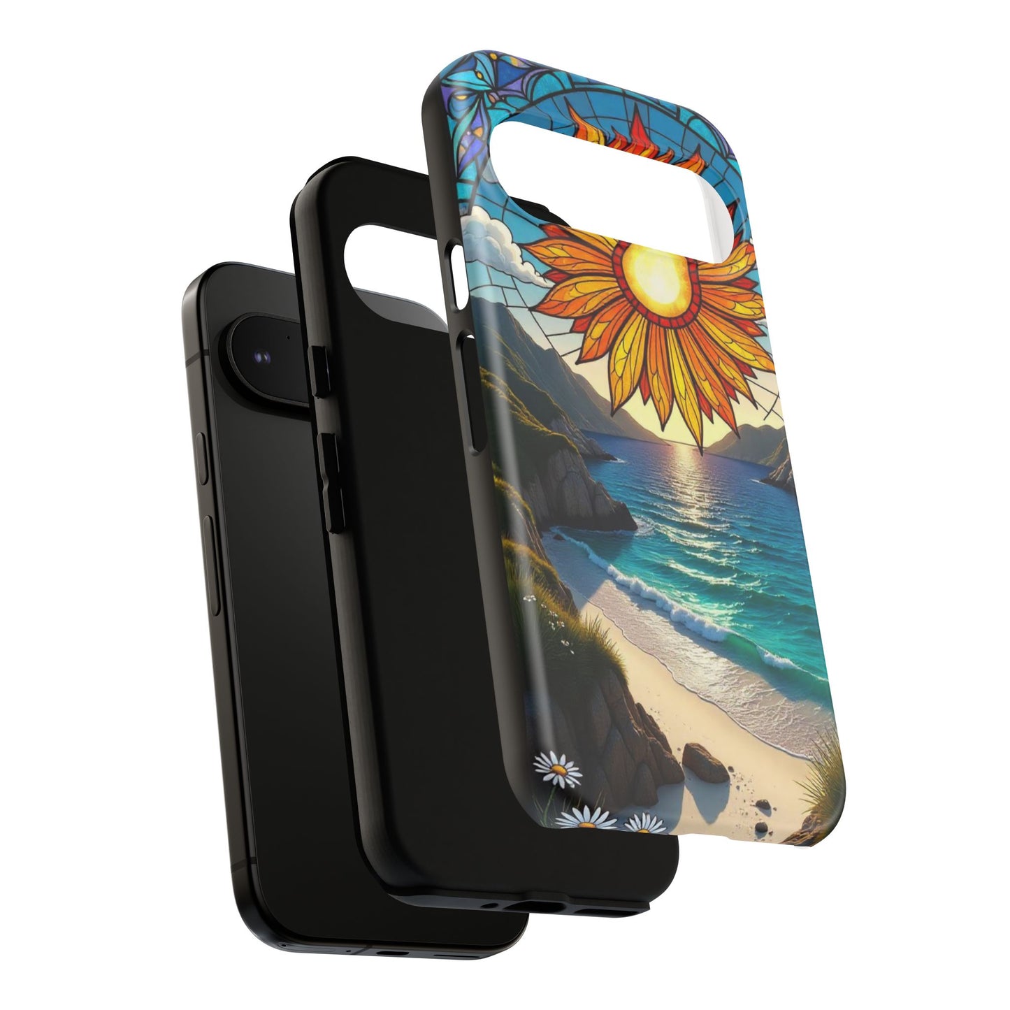 Colorful Floral Phone Case with Stained Glass Design, Nature Lover Gift, Sturdy Phone Cover, Unique Tech Accessory, Bright Spring Vibe