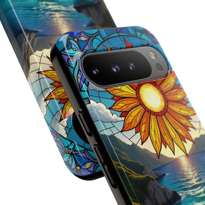 Colorful Floral Phone Case with Stained Glass Design, Nature Lover Gift, Sturdy Phone Cover, Unique Tech Accessory, Bright Spring Vibe