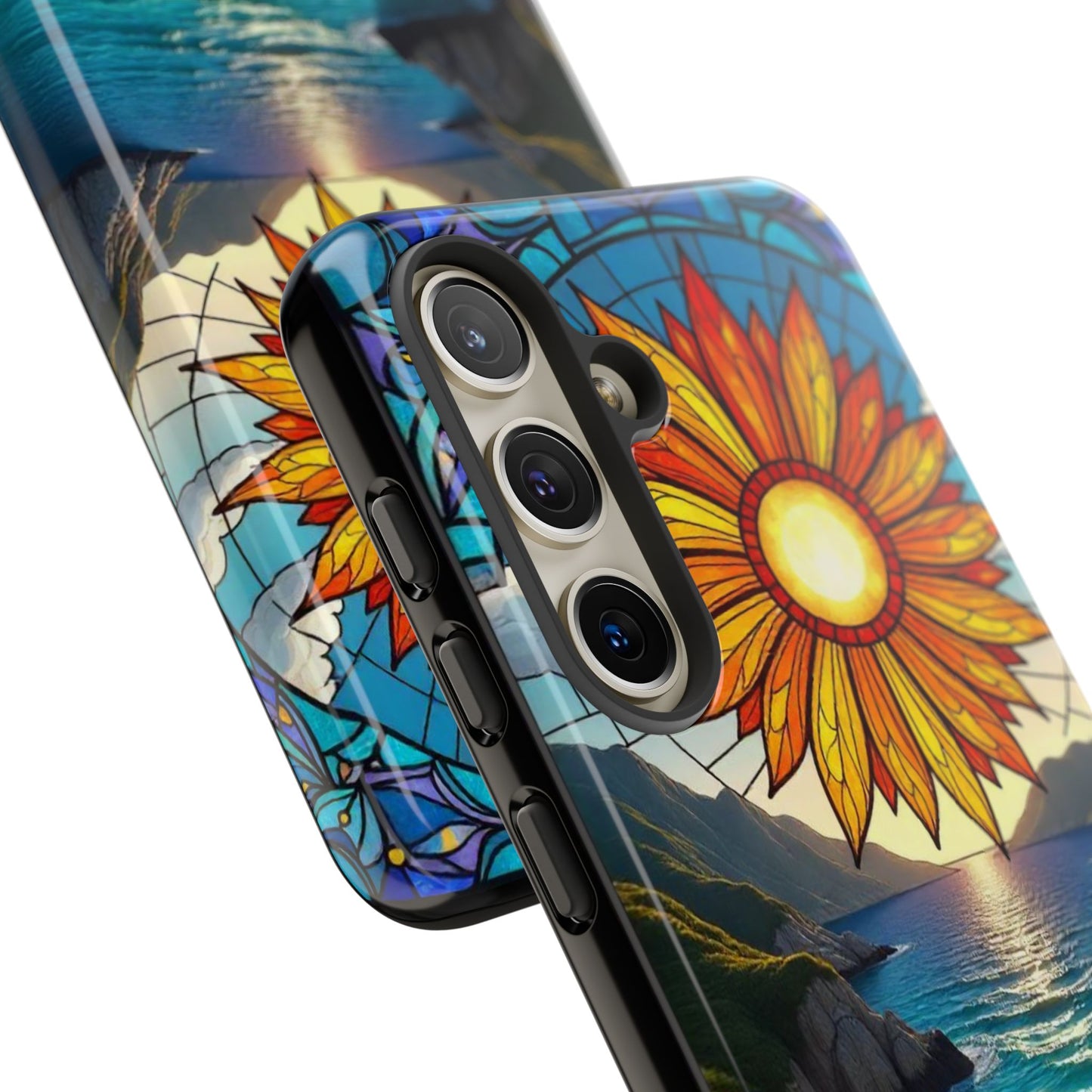 Colorful Floral Phone Case with Stained Glass Design, Nature Lover Gift, Sturdy Phone Cover, Unique Tech Accessory, Bright Spring Vibe