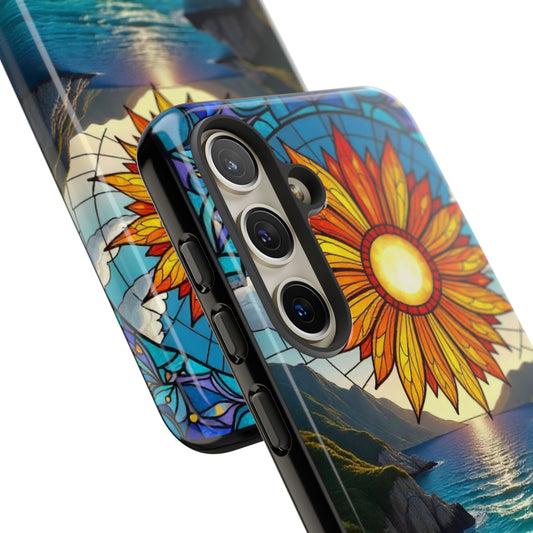 Colorful Floral Phone Case with Stained Glass Design, Nature Lover Gift, Sturdy Phone Cover, Unique Tech Accessory, Bright Spring Vibe
