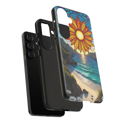 Colorful Floral Phone Case with Stained Glass Design, Nature Lover Gift, Sturdy Phone Cover, Unique Tech Accessory, Bright Spring Vibe