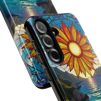 Colorful Floral Phone Case with Stained Glass Design, Nature Lover Gift, Sturdy Phone Cover, Unique Tech Accessory, Bright Spring Vibe