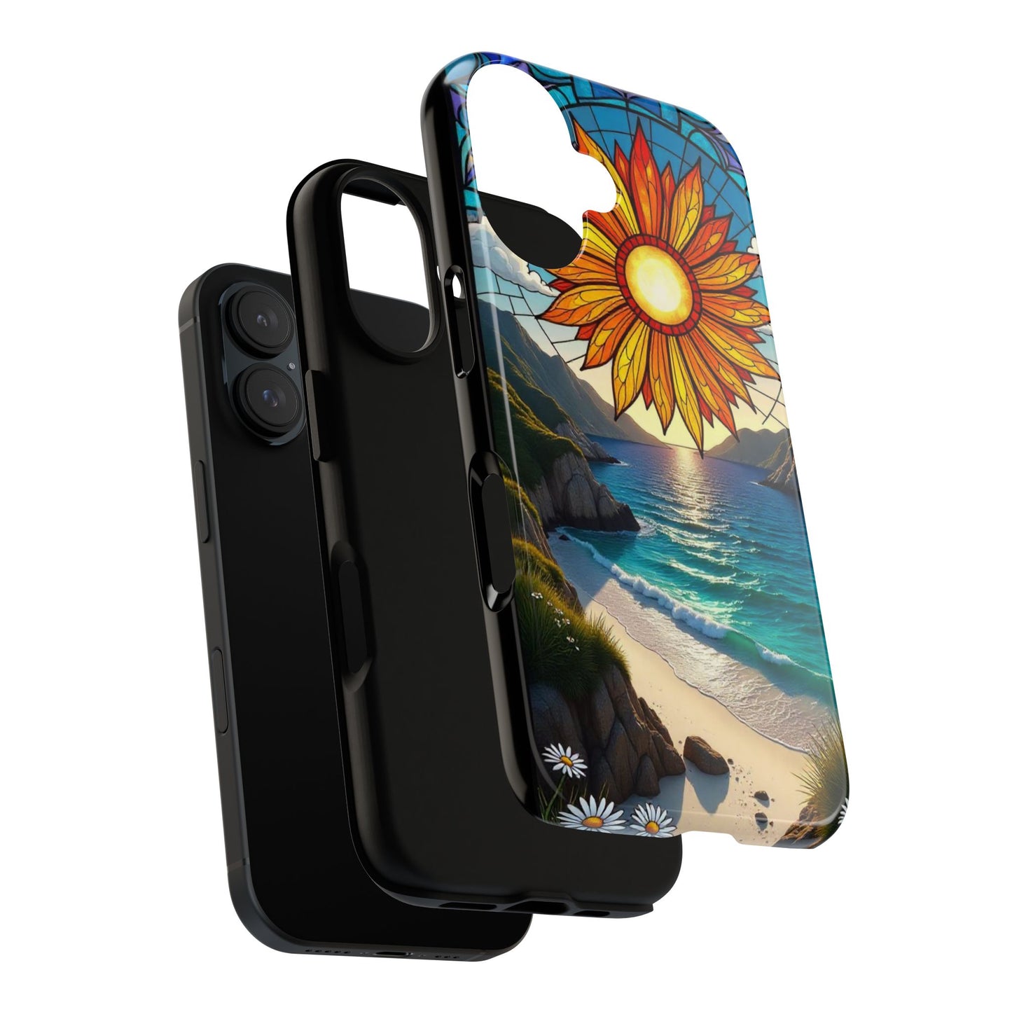 Colorful Floral Phone Case with Stained Glass Design, Nature Lover Gift, Sturdy Phone Cover, Unique Tech Accessory, Bright Spring Vibe