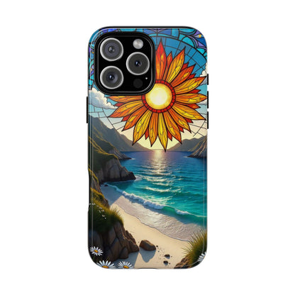 Colorful Floral Phone Case with Stained Glass Design, Nature Lover Gift, Sturdy Phone Cover, Unique Tech Accessory, Bright Spring Vibe
