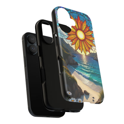 Colorful Floral Phone Case with Stained Glass Design, Nature Lover Gift, Sturdy Phone Cover, Unique Tech Accessory, Bright Spring Vibe