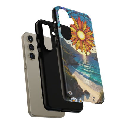 Colorful Floral Phone Case with Stained Glass Design, Nature Lover Gift, Sturdy Phone Cover, Unique Tech Accessory, Bright Spring Vibe
