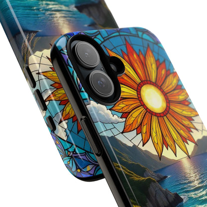 Colorful Floral Phone Case with Stained Glass Design, Nature Lover Gift, Sturdy Phone Cover, Unique Tech Accessory, Bright Spring Vibe