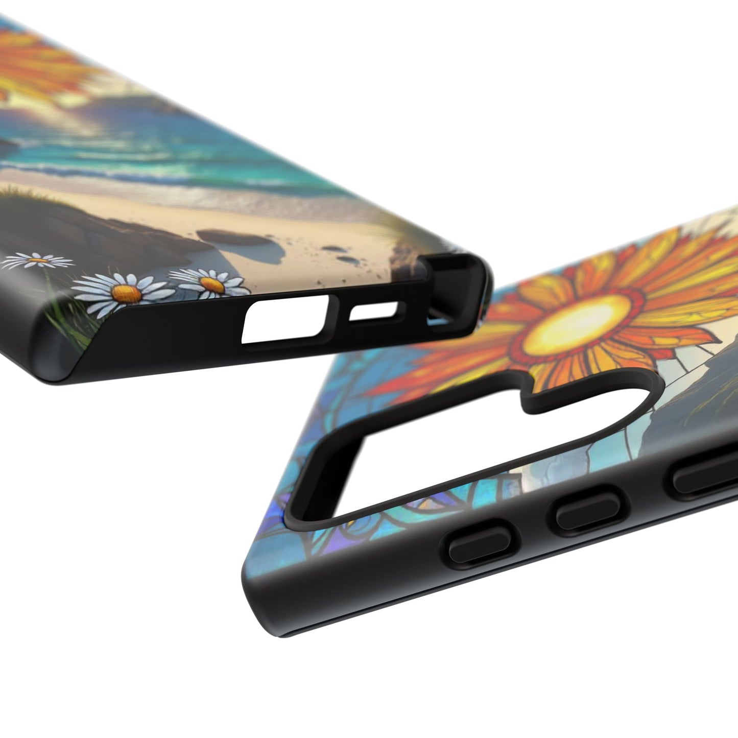 Colorful Floral Phone Case with Stained Glass Design, Nature Lover Gift, Sturdy Phone Cover, Unique Tech Accessory, Bright Spring Vibe