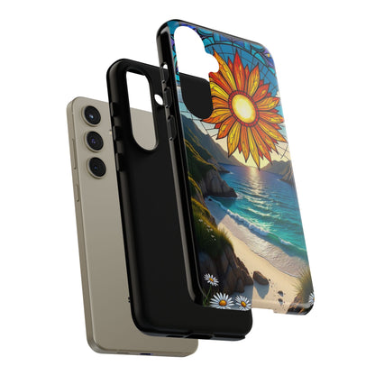 Colorful Floral Phone Case with Stained Glass Design, Nature Lover Gift, Sturdy Phone Cover, Unique Tech Accessory, Bright Spring Vibe