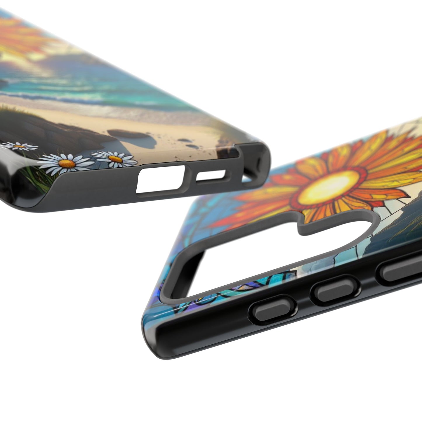 Colorful Floral Phone Case with Stained Glass Design, Nature Lover Gift, Sturdy Phone Cover, Unique Tech Accessory, Bright Spring Vibe