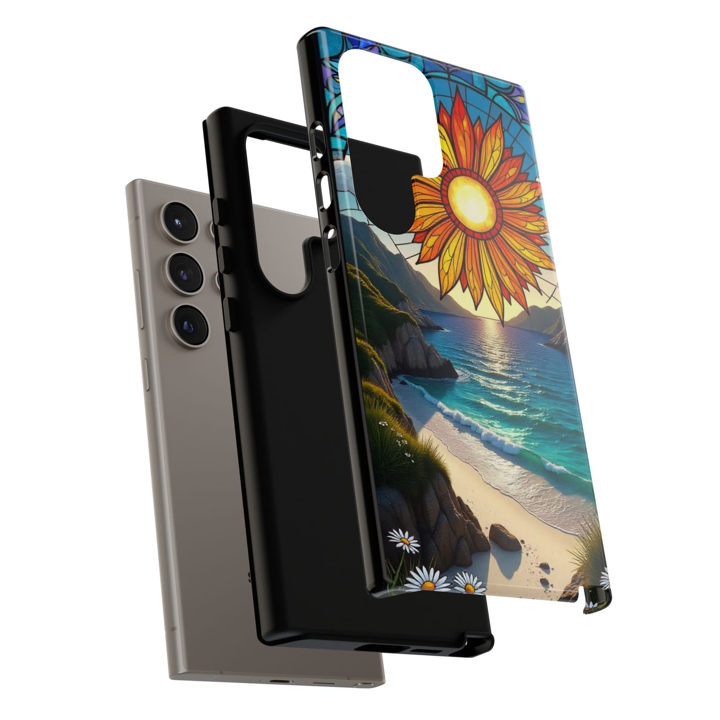 Colorful Floral Phone Case with Stained Glass Design, Nature Lover Gift, Sturdy Phone Cover, Unique Tech Accessory, Bright Spring Vibe
