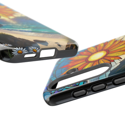 Colorful Floral Phone Case with Stained Glass Design, Nature Lover Gift, Sturdy Phone Cover, Unique Tech Accessory, Bright Spring Vibe