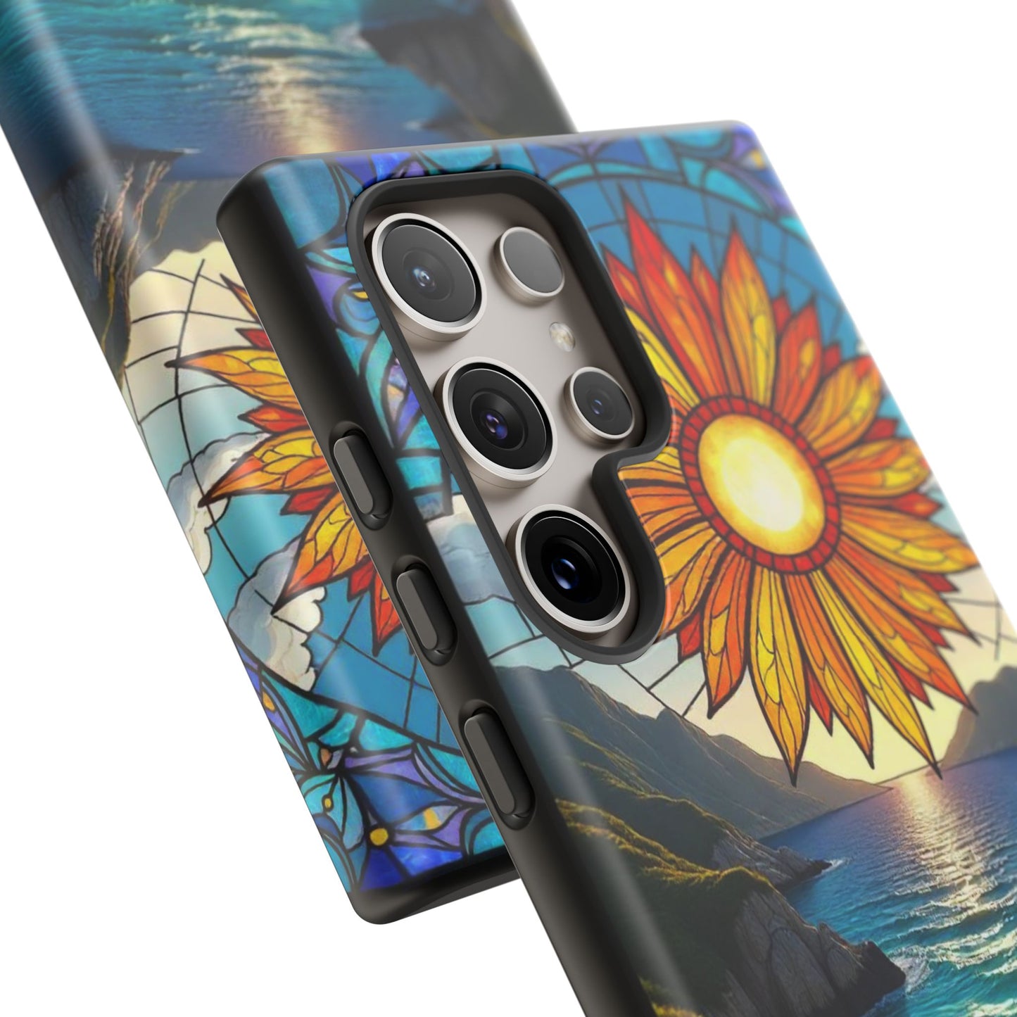 Colorful Floral Phone Case with Stained Glass Design, Nature Lover Gift, Sturdy Phone Cover, Unique Tech Accessory, Bright Spring Vibe