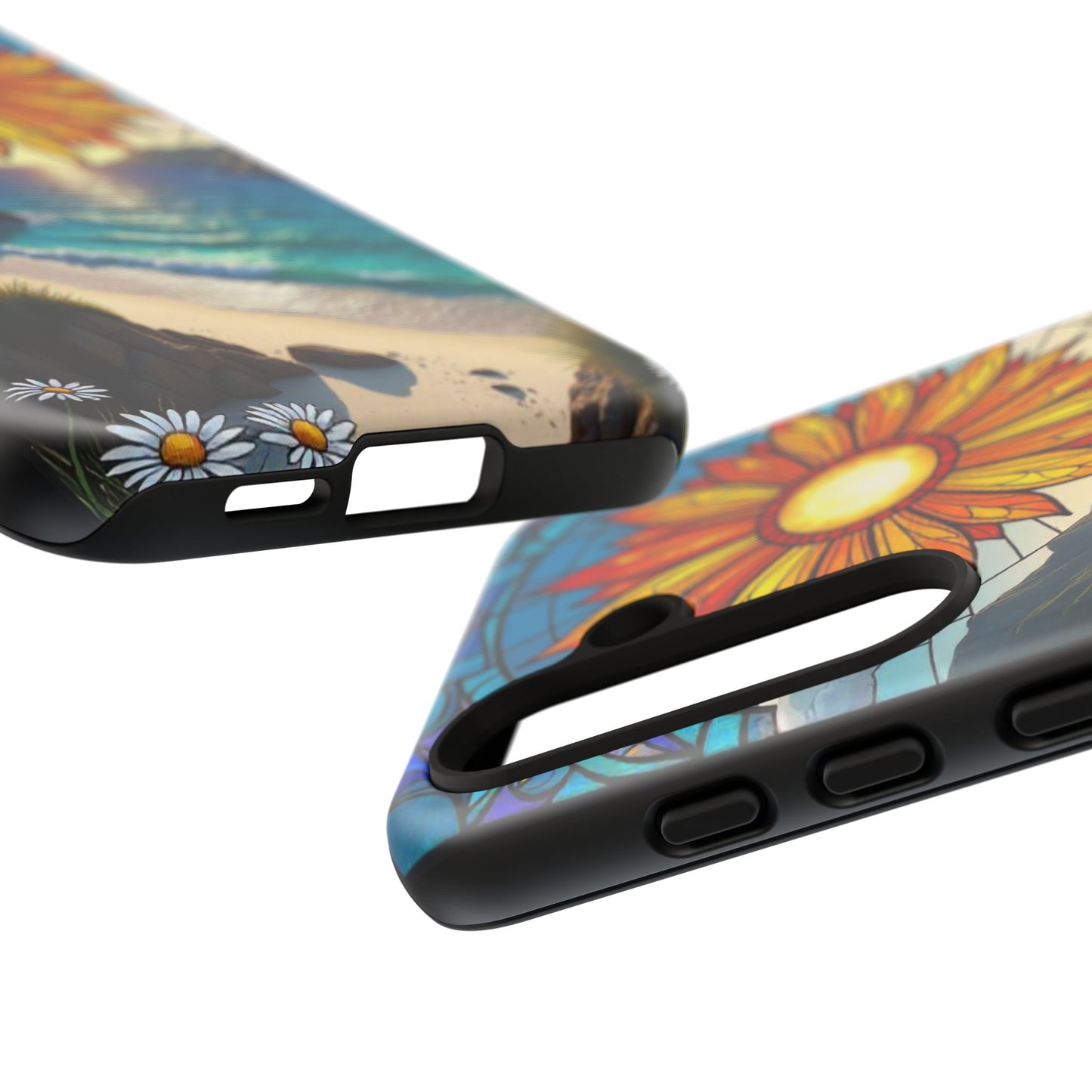 Colorful Floral Phone Case with Stained Glass Design, Nature Lover Gift, Sturdy Phone Cover, Unique Tech Accessory, Bright Spring Vibe