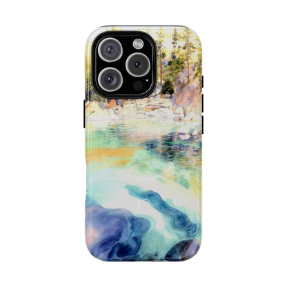 Tough Magnetic Case — Abstract Watercolor Lake Phone Cover